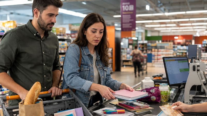 Septiembre golpea al bolsillo de las familias: el gasto sube a 124 euros y el material escolar aumenta un 115% (foto: ChatGPT)