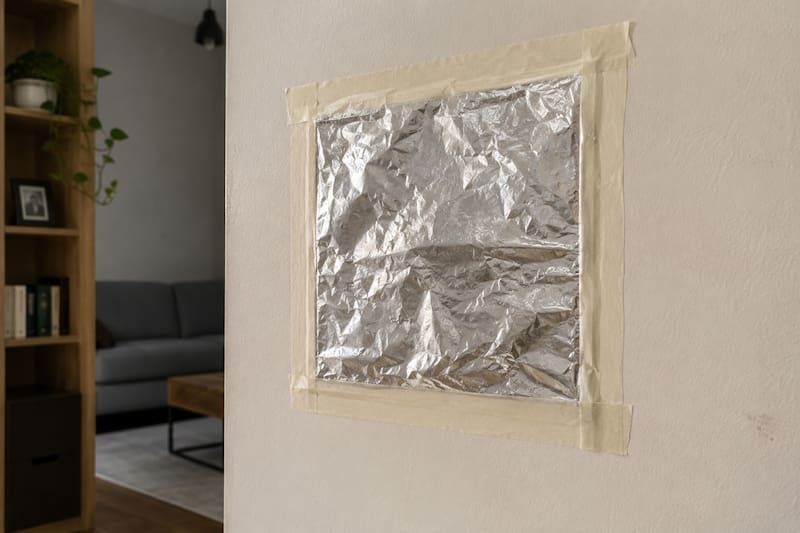 Si después de 48 horas, al retirar el aluminio, aparecen gotas o marcas de humedad en su cara interna tras uno o dos días, es probable que exista agua acumulada dentro del muro. (Foto: ChatGPT)