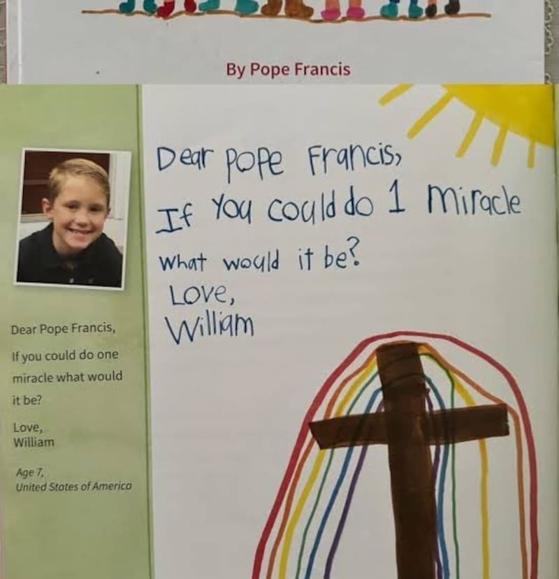 La carta que le envió William, un niño de 7 años, al Papa Francisco.