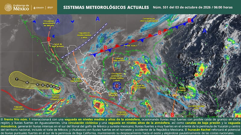 Canales de baja presión, circulación ciclónica y el huracán Rachel reforzarán el potencial del clima frío este fin de semana.