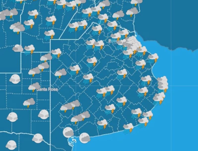 Condiciones climáticas esperadas para el miércoles.