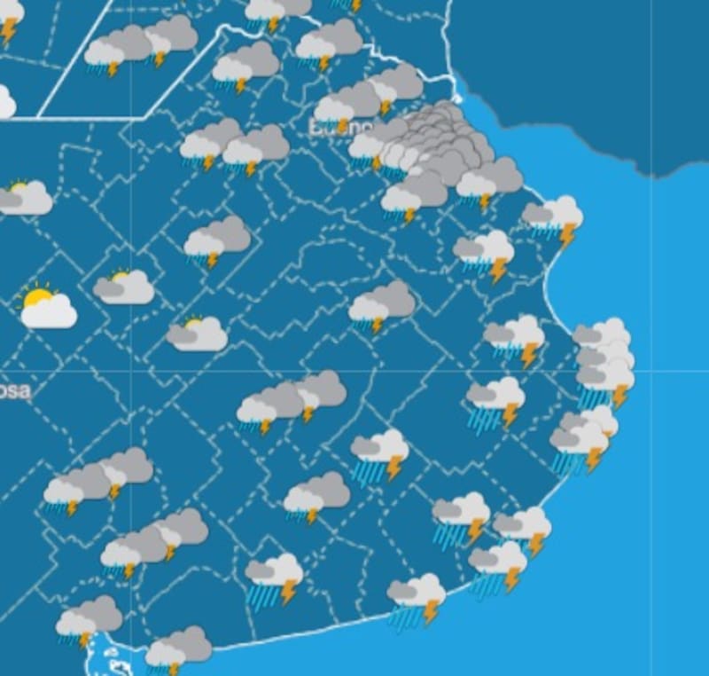 Pronóstico del clima para la tarde del jueves 11. Fuente: SMN.