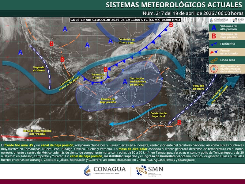 El pronóstico del tiempo para la República Mexicana durante el domingo 19 de abril. (Foto: Archivo)
