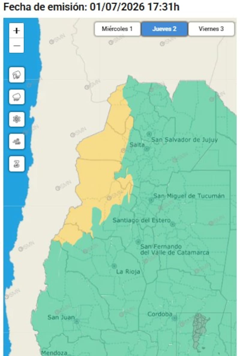 Llega una intensa tormenta con ráfagas de viento superiores a los 60 km/h: hay alerta amarilla en 5 provincias.