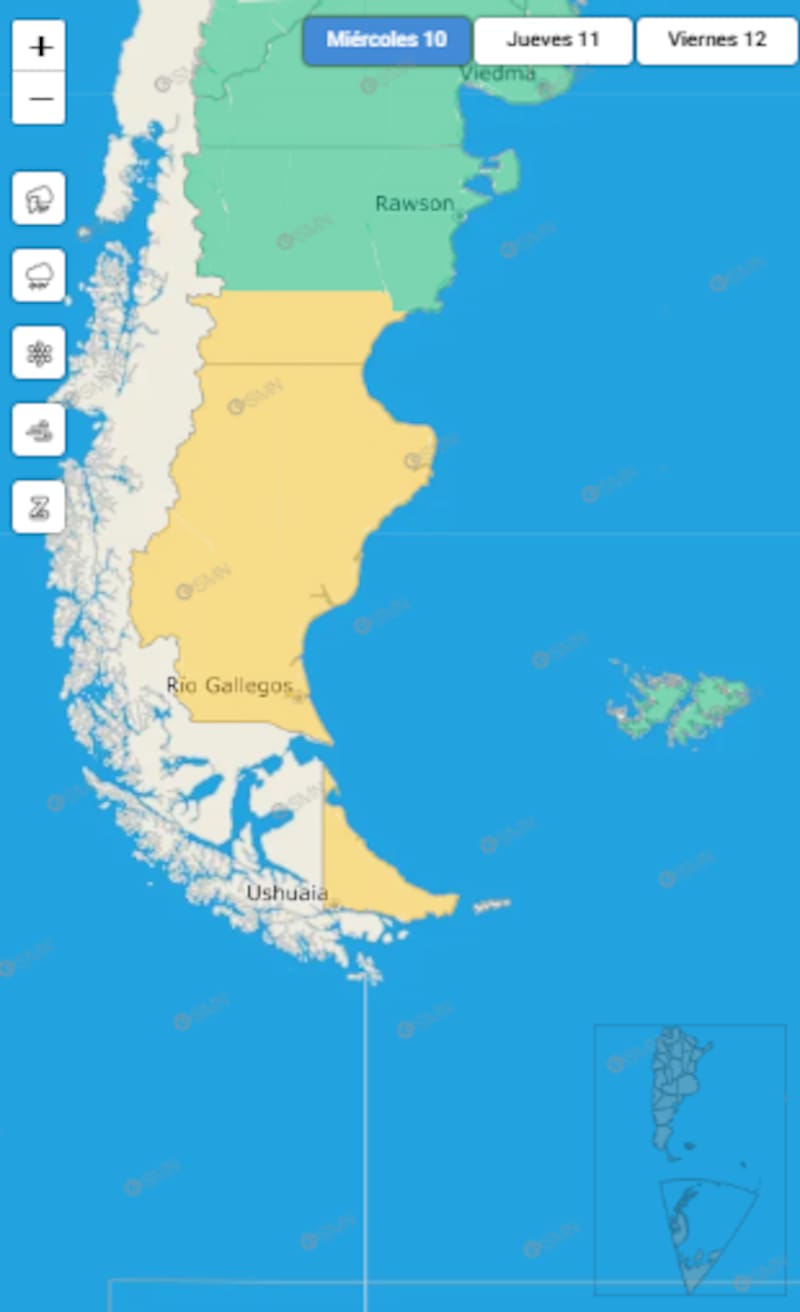Santa Cruz, Chubut y Tierra del Fuego quedarán bajo un período prolongado de inestabilidad climática, en la zona de la Cordillera.