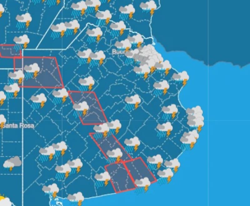 Pronóstico del clima del SMN para la mañana del martes.
