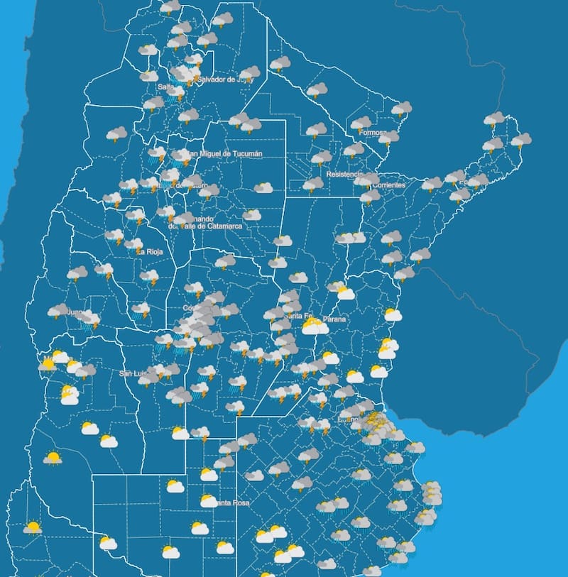 Pronóstico del clima para la tarde del martes 24. Fuente: SMN.