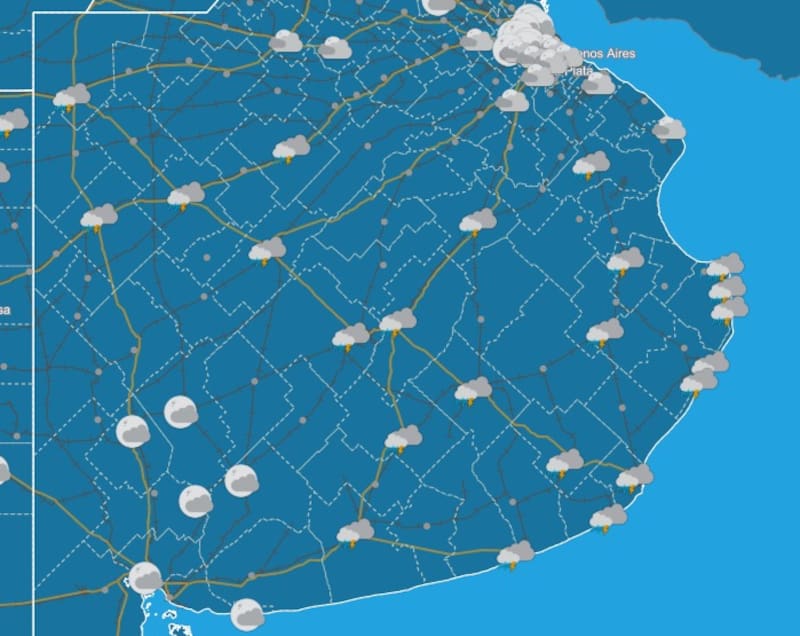 Pronóstico del tiempo para la mañana del miércoles. Fuente: SMN.