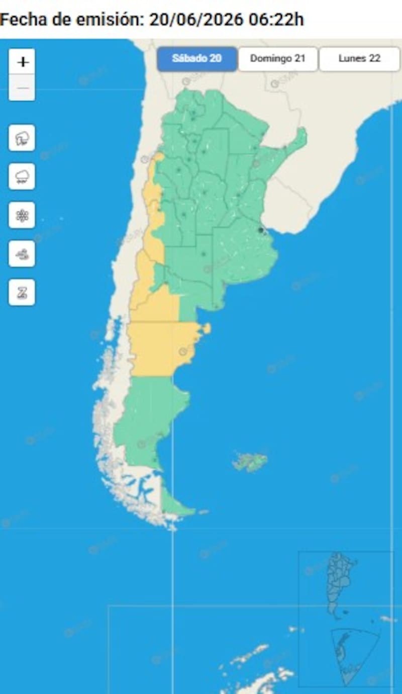 Los alertas amarillas de este sábado 20 de junio.