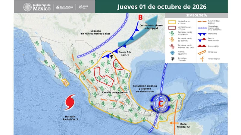 Autoridades llaman a extremar precauciones ante el acumulado de agua, rachas de viento y oleaje elevado derivados del huracán Rachel.