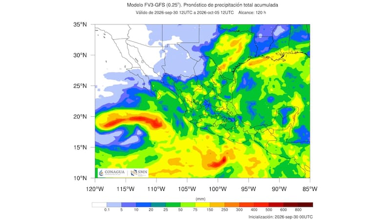 Según el Servicio Meteorológico Nacional, la amplia circulación del ciclón tropical provocará precipitaciones continuas y fuerte oleaje.