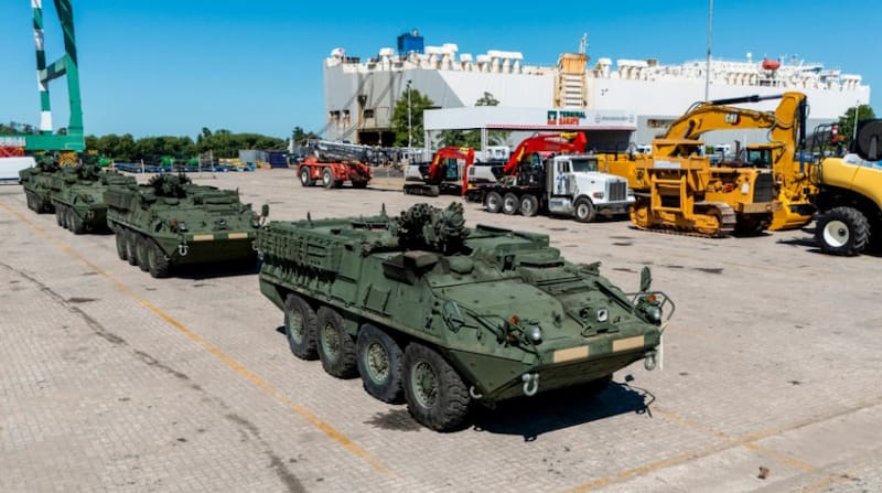 Los nuevos blindados 8x8 Stryker del Ejército Argentino.