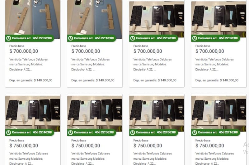 Subastan celulares Samsung