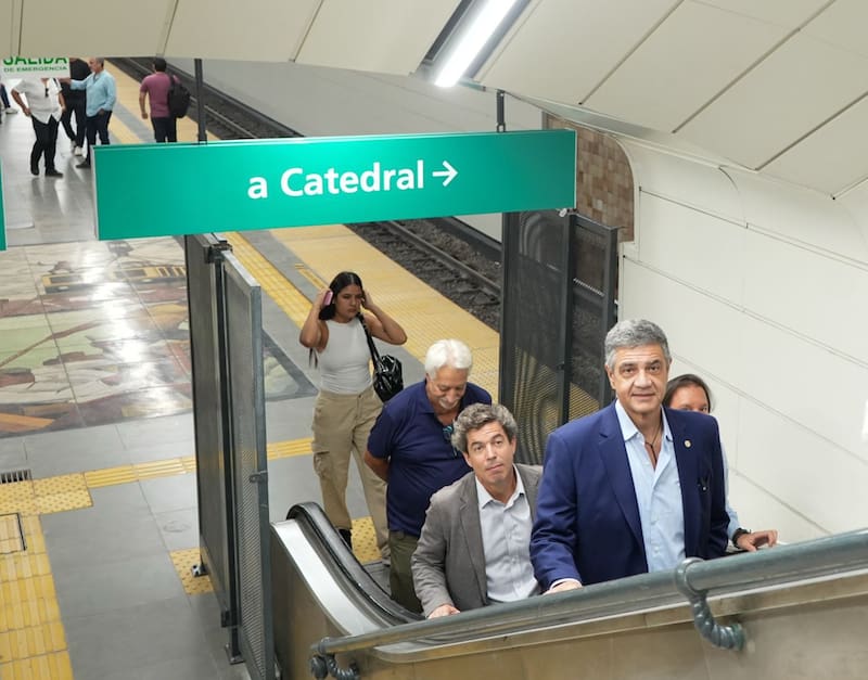 Jorge Macri en la reapertura de la estación Plaza Italia de la línea D