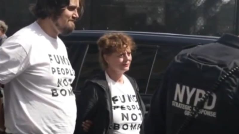 Detuvieron a la actriz Susan Sarandon frente a la Asamblea de la ONU.