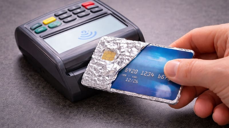 Envolver tarjetas en papel de aluminio busca bloquear señales y evitar posibles escaneos sin contacto. Fuente: Archivo.