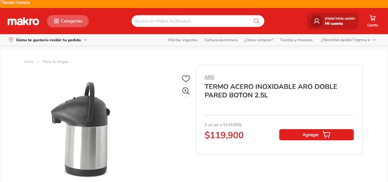 El producto figura actualmente disponible en la tienda online de Makro, aunque el stock y las condiciones de venta pueden variar con el tiempo.