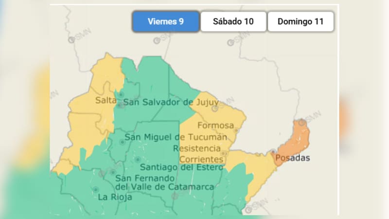 El SMN emitió la alerta para este viernes 9 de octubre.