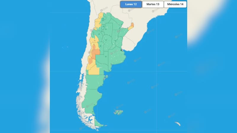 El Servicio Meteorológico Nacional emitió la alerta para este lunes.