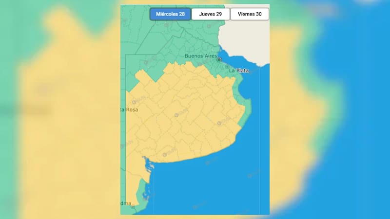 Las zonas de Buenos Aires bajo alerta meteorológica amarilla por tormentas.