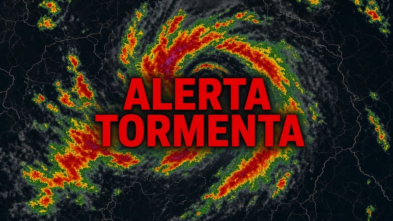(Simulación de un mapa geográfico de una tormenta creado con IA)