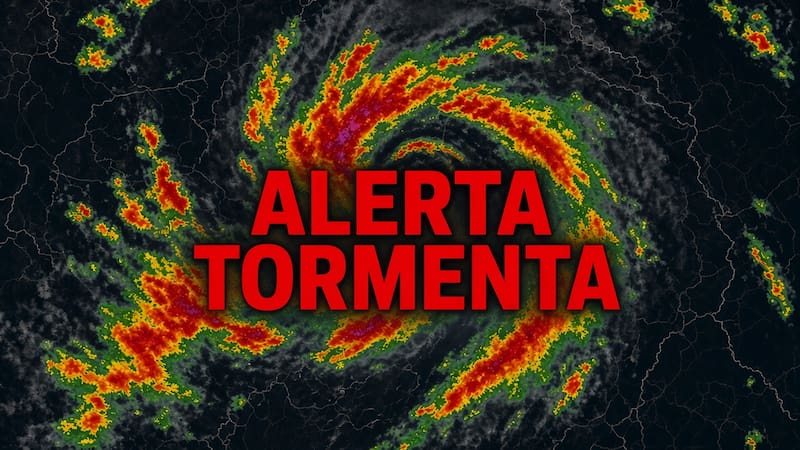 Se acerca el “tormenta del siglo” en estas ciudades de México: se esperan lluvias intensas, fuertes ráfagas de viento y probabilidad de granizo. (Simulación de un mapa geográfico de una tormenta creado con IA)