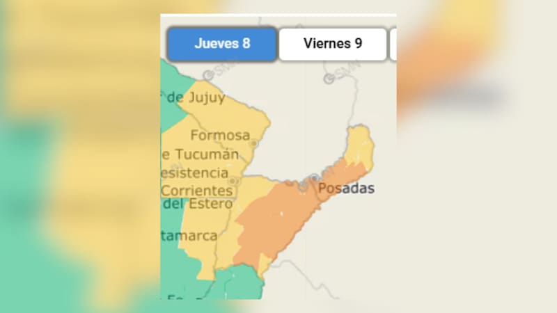 La alerta meteorológica es en Corrientes y Misiones.