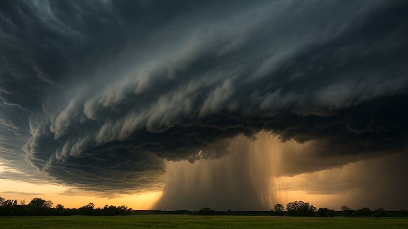 Representación de una tormenta creada con inteligencia artificial (IA).