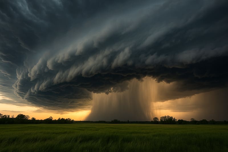 Representación de una tormenta creada con inteligencia artificial (IA).