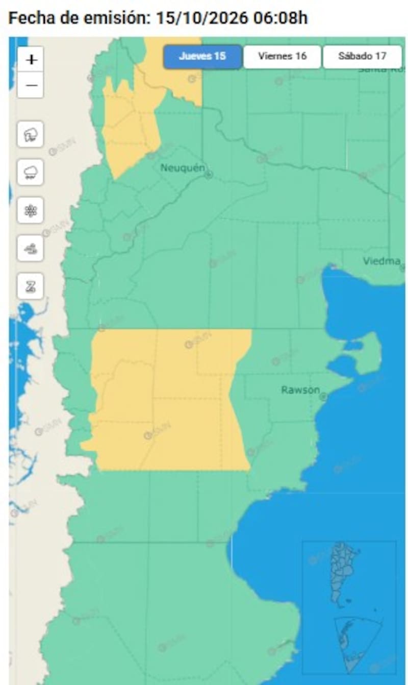Se esperan fuertes tormentas en Neuquen y Chubut.