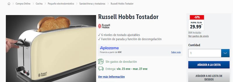 Este nuevo electrodoméstico de Lidl cuenta con 6 niveles de tostado y función de descongelación.