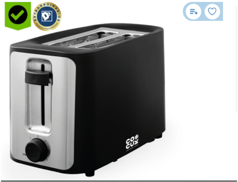 El electrodoméstico tiene capacidad para dos rebanadas, seis niveles de tostado y un diseño compacto pensado para el uso doméstico.