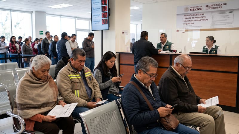 El trámite de la CURP con datos biométricos (huellas, iris y fotografía) es gratuito y se realiza en una sola cita; la Secretaría de Relaciones Exteriores aún no la exige para el pasaporte. (Representación visual generada por IA)