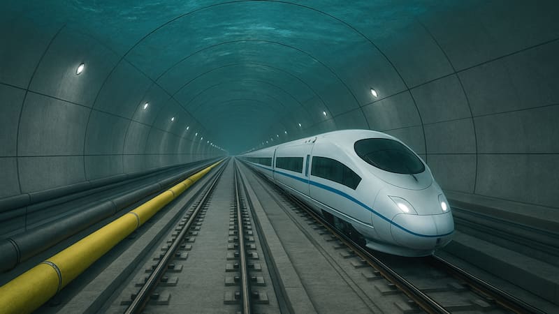El megaproyecto conocido como “túnel del estrecho de Bering” propone construir el corredor submarino más extenso del mundo. (Fuente: representación con IA)