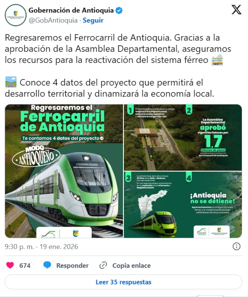 El Ferrocarril de Antioquia fue una de las obras de infraestructura más importantes del noroccidente colombiano y durante décadas impulsó el desarrollo económico de la región.