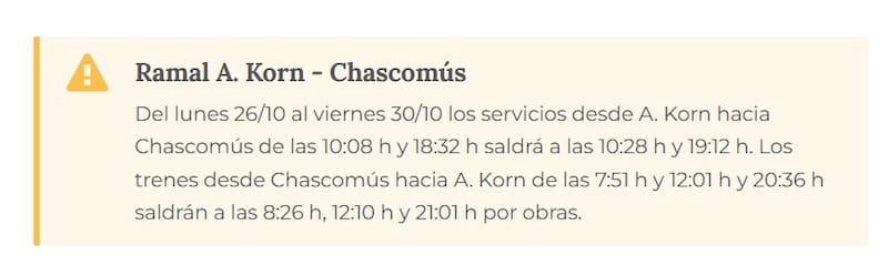 Comunicado Ramal A.Korn-Chascomús