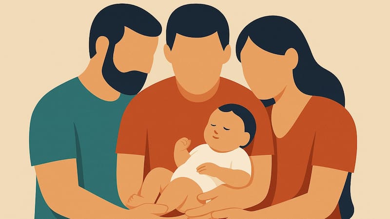 Tres personas promovieron una acción para que se ordene que se inscriba la triple filiación de un niño por nacer. Foto (IA)