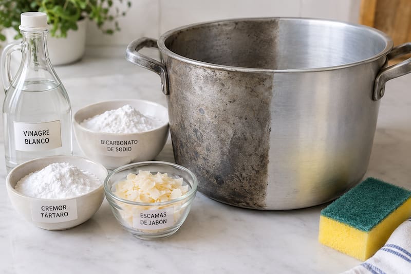 La mezcla de vinagre blanco, cremor tártaro, bicarbonato de sodio y escamas de jabón es una de las alternativas de limpieza que recoge la guía universitaria.