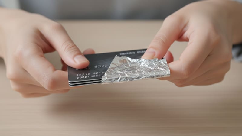 Cubrir con papel aluminio la tarjeta.