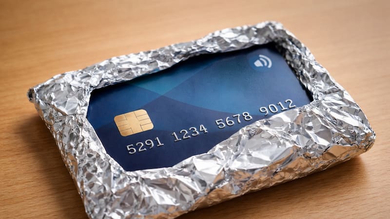 Tarjetas envueltas en papel aluminio