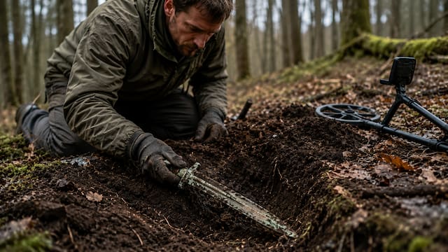 Un hombre salió a buscar tesoros en un bosque y descubrió una espada de hace casi 3000 años