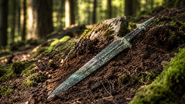 Un hombre salió a buscar tesoros en un bosque y descubrió una espada de hace casi 3000 años