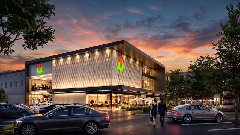 Así se verá la fachada del shopping Unicenter cuando esté finalizada en octubre 2027.
