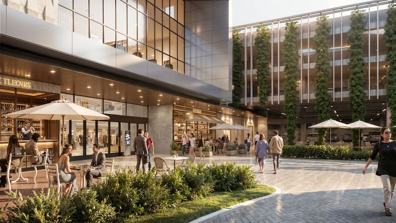 Así se verá la fachada del shopping Unicenter cuando esté finalizada en octubre 2027.