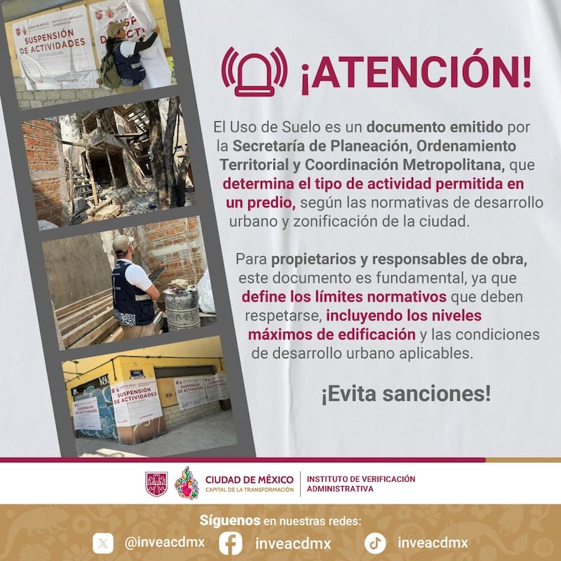 Operar fuera de los límites establecidos en el Uso de Suelo es la causa principal por la cual el personal del INVEA procede a la colocación de sellos.