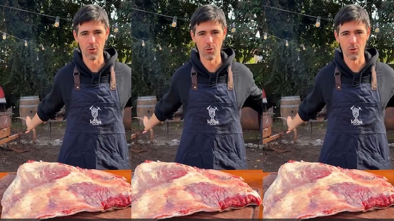 Luciano “Laucha” Luchetti, de Locos x el Asado: para el vacío perfecto se debe poner “tres horas del lado de la grasa”.