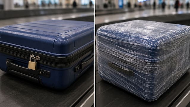 Cerrar la valija con candado o envolverla en papel film: cuál es la forma correcta y por qué recomiendan hacerlo de una sola manera