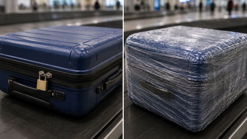 Cerrar la valija con candado o envolverla en papel film: cuál es la forma correcta y por qué recomiendan hacerlo de una sola manera
