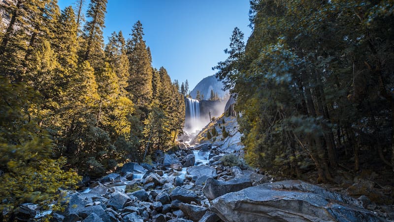 Vernal Falls waterfall of Yosemite National Park in the USA