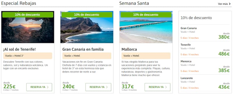 El Corte Inglés ofrece vuelos y alojamiento en descuento para recorrer Mallorca.
